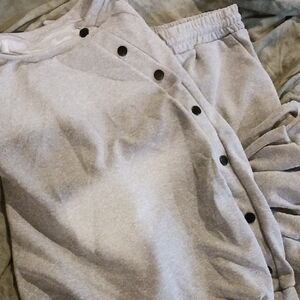 SHEIN Gray Track Pants with Black Buttons